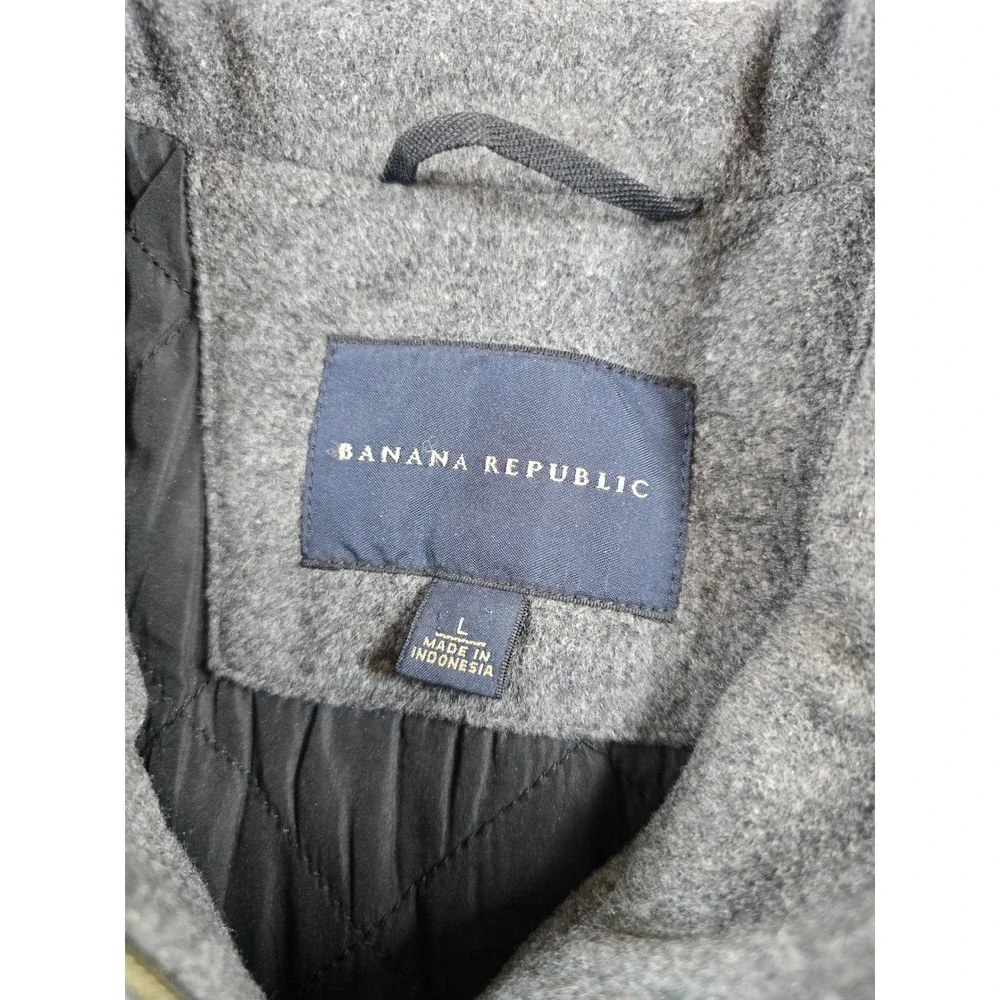 Banana Republic Wool Field Jacket Mens Large Gray Wool Blend Utility Coat